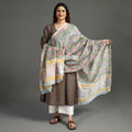  Sanganeri Block Printed Chanderi Silk Zari Border Dupatta 75 