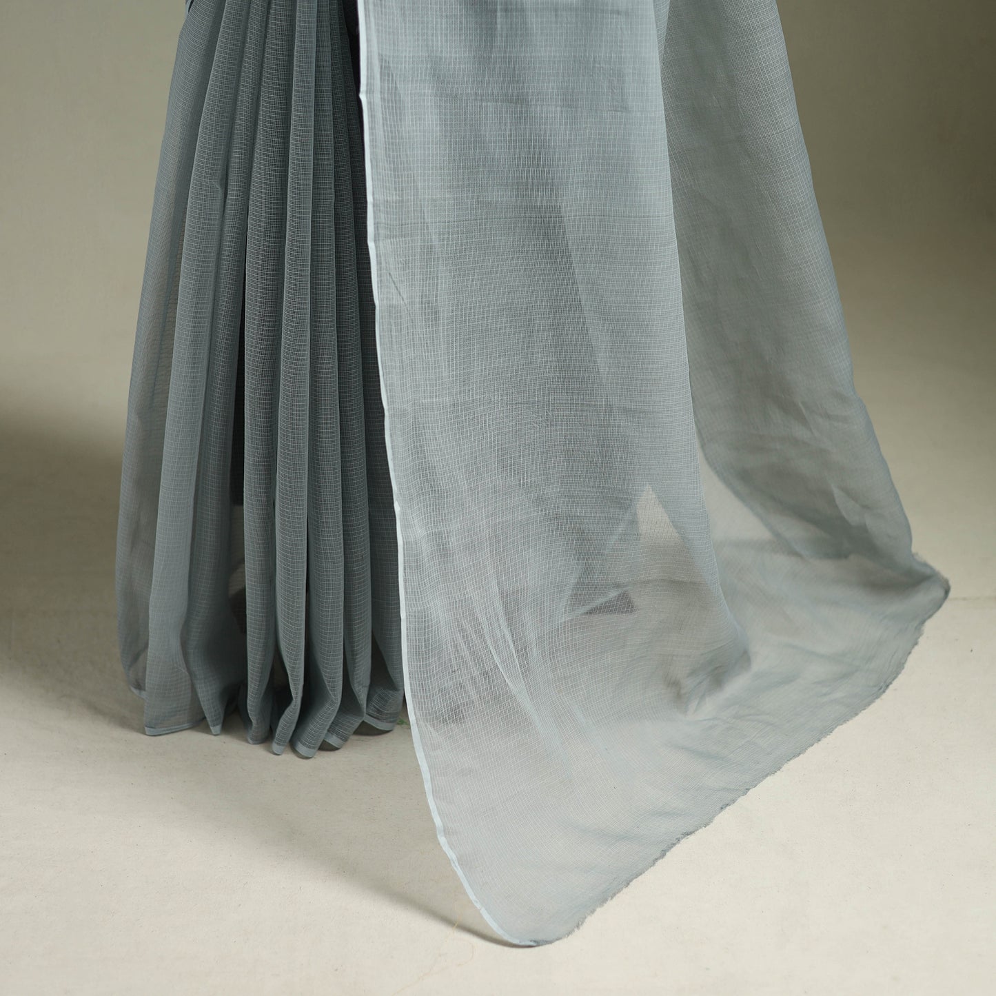 Grey - Nazaakat Kota Doria Cotton Plain Saree with Blouse & Jewellery Set 191