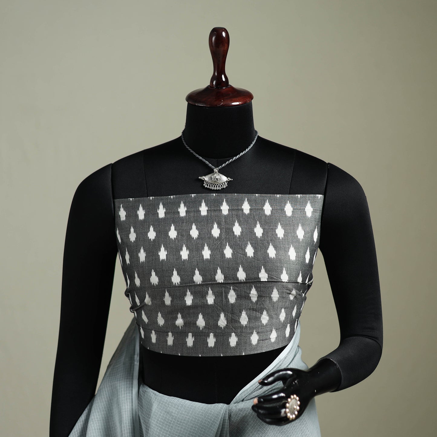 Grey - Nazaakat Kota Doria Cotton Plain Saree with Blouse & Jewellery Set 191