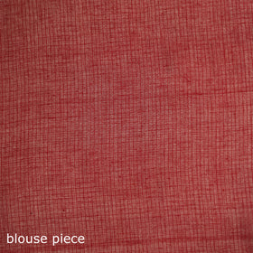 Red - Nazaakat Kota Doria Cotton Plain Saree with Blouse & Jewellery Set 192