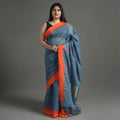 Blue - handspun handloom natural dyed fine silk cotton