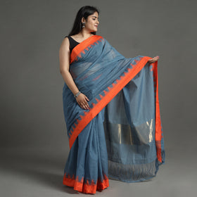 Blue - handspun handloom natural dyed fine silk cotton