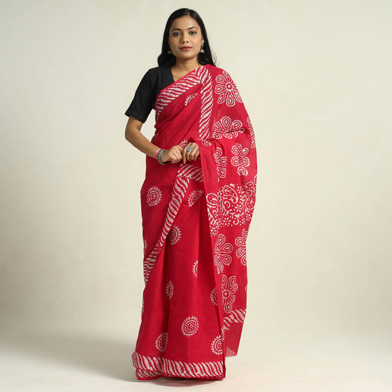 Hand Batik Printed Cotton Saree 02