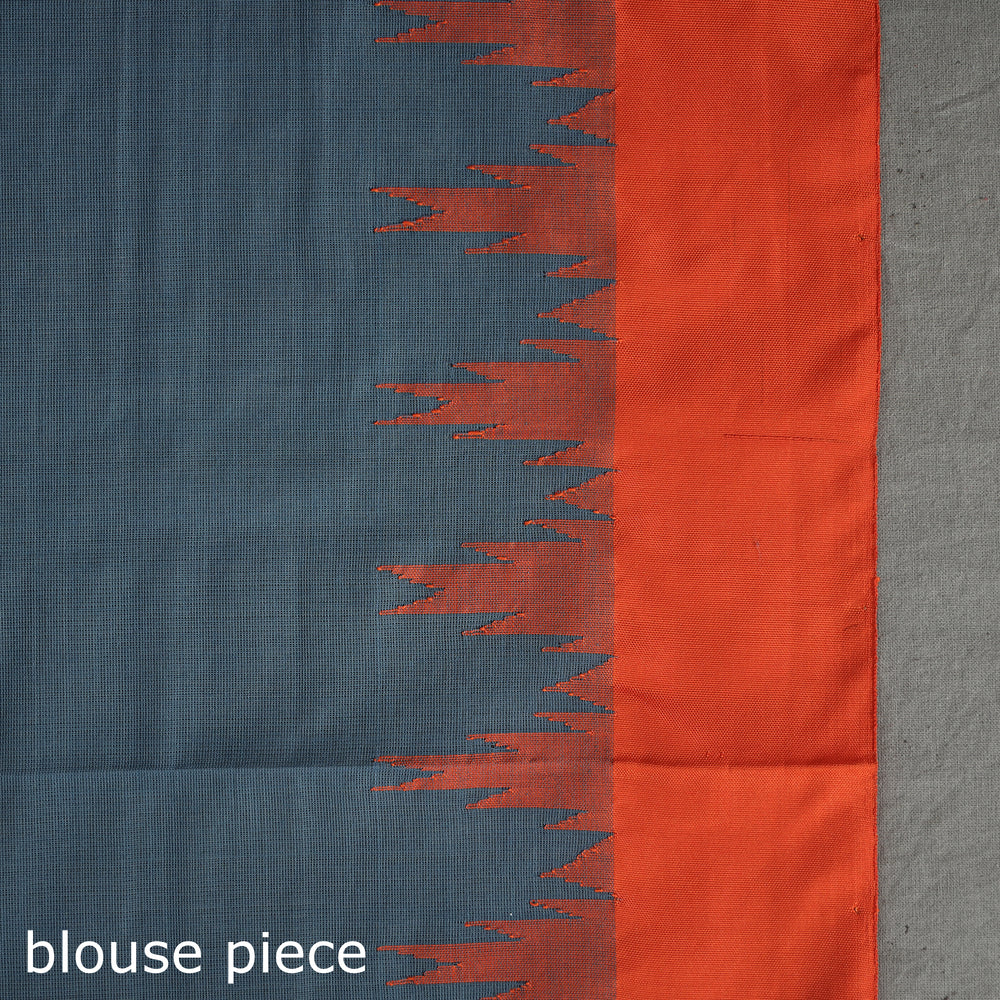 Blue - Handspun Handloom Natural Dyed Fine Silk Cotton Saree 12