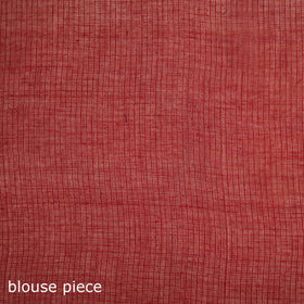 Red - Nazaakat Kota Doria Cotton Plain Saree with Blouse & Jewellery Set 194