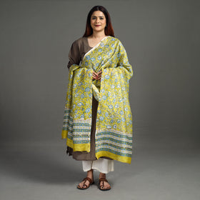  Handloom Chanderi Silk Sanganeri Print Dupatta