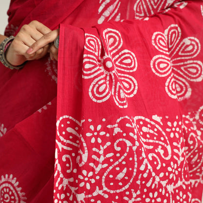 Hand Batik Printed Cotton Saree 02
