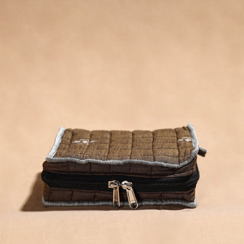 Brown Handmade 4 Pockets Cotton Jewelry Bag 32 