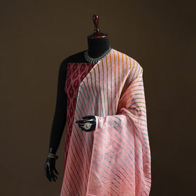 Pink - Kota Doria Cotton Tie-Dye Leheriya Dupatta with Tassels 03