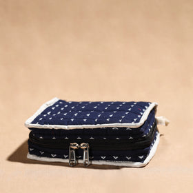 Blue Handmade 4 Pockets Cotton Jewelry Bag