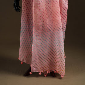 Pink - Kota Doria Cotton Tie-Dye Leheriya Dupatta with Tassels 03