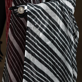 Black - Kota Doria Cotton Tie-Dye Leheriya Dupatta with Tassels 05