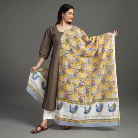 Buy Handloom Chanderi Silk Sanganeri Print Dupatta