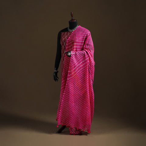 Kota Doria Cotton Tie-Dye Leheriya Dupatta with Tassels 06