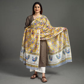 Buy Handloom Chanderi Silk Sanganeri Print Dupatta