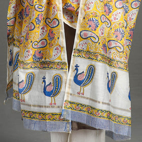 Buy Handloom Chanderi Silk Sanganeri Print Dupatta