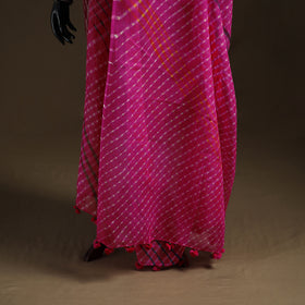 Pink - Kota Doria Cotton Tie-Dye Leheriya Dupatta with Tassels 06