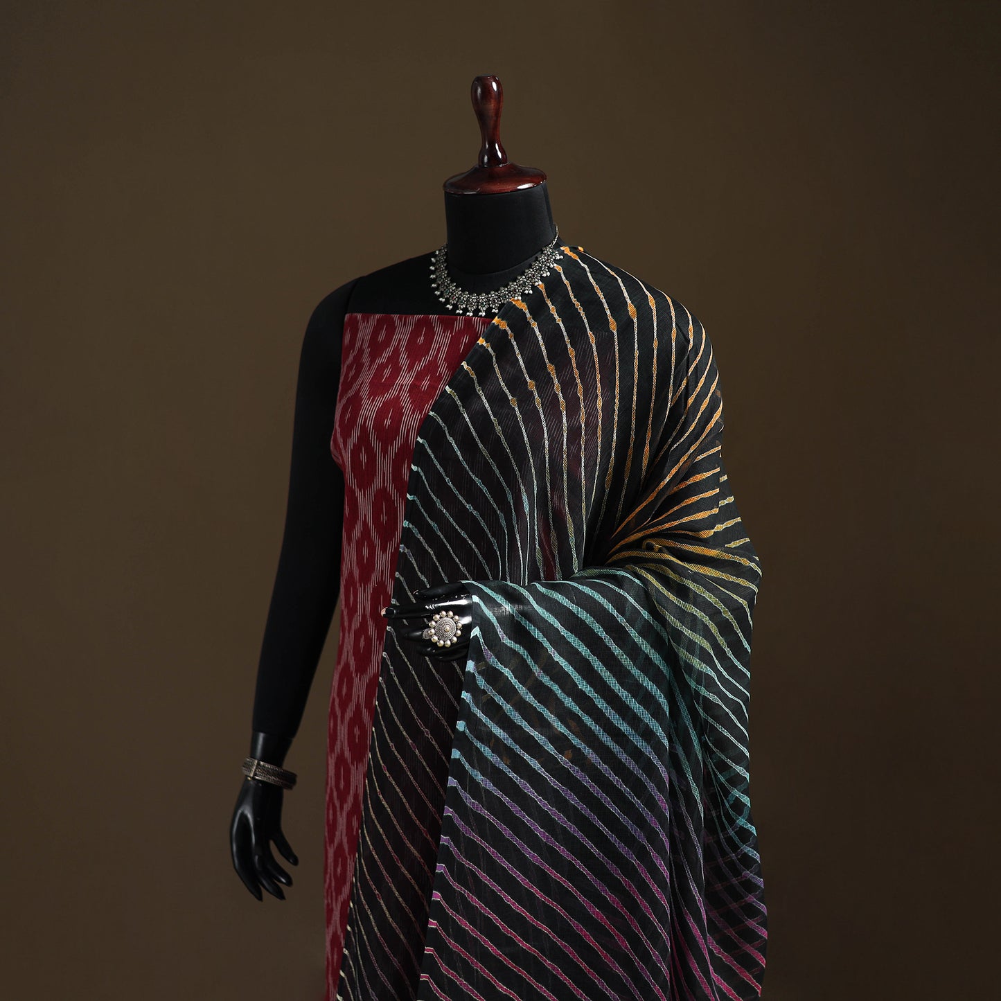 Multicolor - Kota Doria Cotton Tie-Dye Leheriya Dupatta with Tassels 07