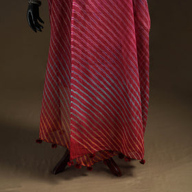 Red - Kota Doria Cotton Tie-Dye Leheriya Dupatta with Tassels 08