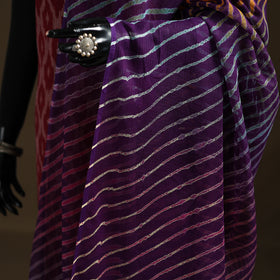 Purple - Kota Doria Cotton Tie-Dye Leheriya Dupatta with Tassels 09
