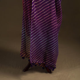 Purple - Kota Doria Cotton Tie-Dye Leheriya Dupatta with Tassels 09