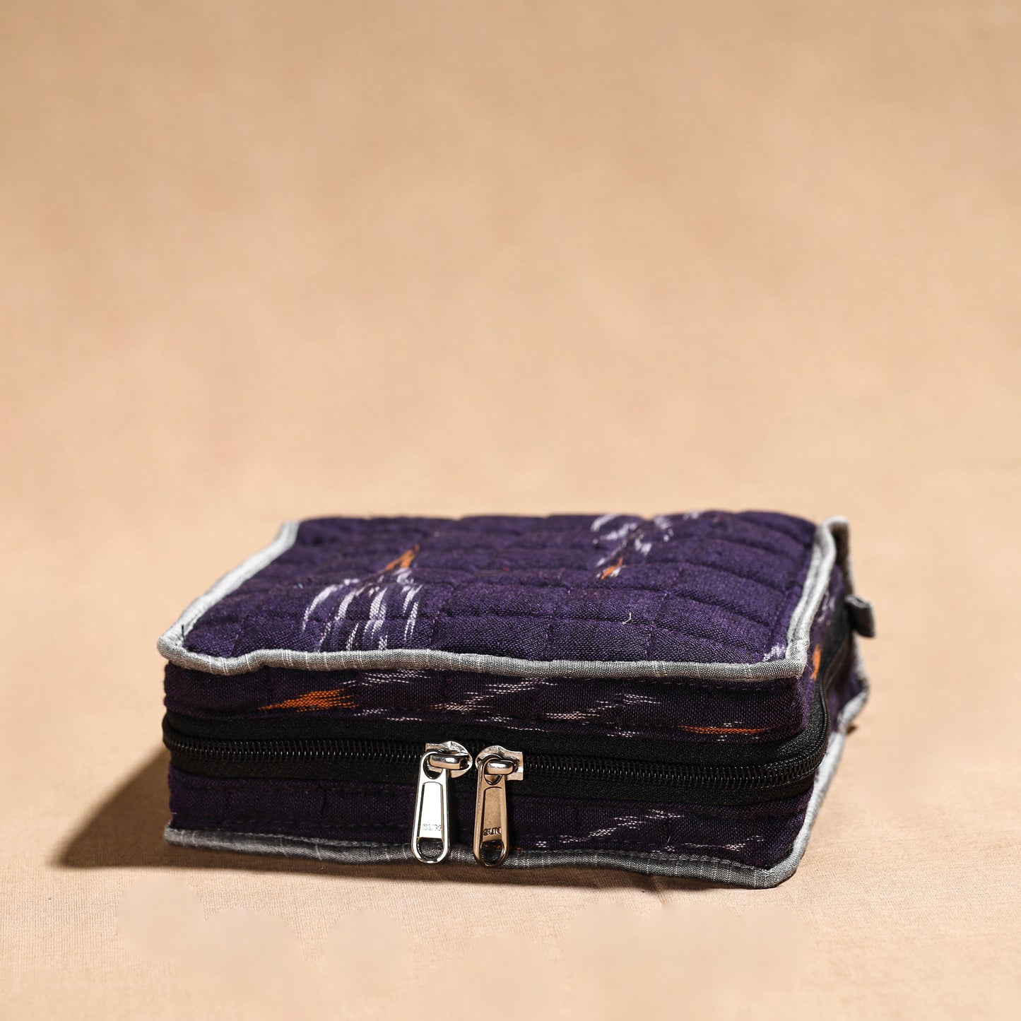 Purple - Handmade 4 Pockets Cotton Jewelry Bag 44