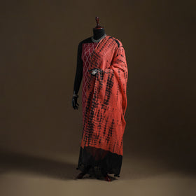Red - Kota Doria Cotton Tie-Dye Shibori Dupatta with Tassels 11