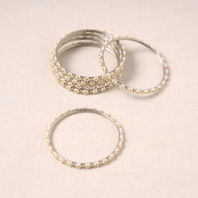  Hapur Flower Beadwork Bangles by Aagaz (Set of 6) 