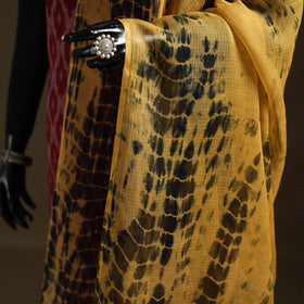 Yellow - Kota Doria Cotton Tie-Dye Shibori Dupatta with Tassels 12