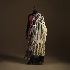 Kota Doria Cotton Tie-Dye Shibori Dupatta with Tassels 13