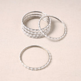 Buy Hapur Flower Beadwork Bangles by Aagaz (Set of 6) Online