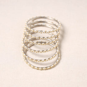  Hapur Flower Beadwork Bangles by Aagaz (Set of 6) 