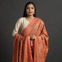 Orange - Traditional Madhubani Handpainted Tussar Silk Cotton Handloom Dupatta with Tassels 12