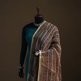 Pedana Kalamkari Hand Block Print Natural Dyed Kota Doria Cotton Dupatta 01
