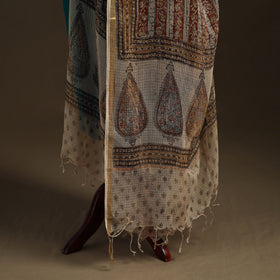 Pedana Kalamkari Hand Block Print Natural Dyed Kota Doria Cotton Dupatta 01