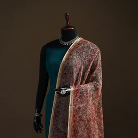 Pedana Kalamkari Hand Block Print Natural Dyed Kota Doria Cotton Dupatta 04