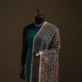 Pedana Kalamkari Hand Block Print Natural Dyed Kota Doria Cotton Dupatta 05