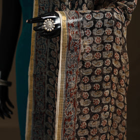 Pedana Kalamkari Hand Block Print Natural Dyed Kota Doria Cotton Dupatta 05