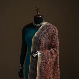 Pedana Kalamkari Hand Block Print Natural Dyed Kota Doria Cotton Dupatta 06