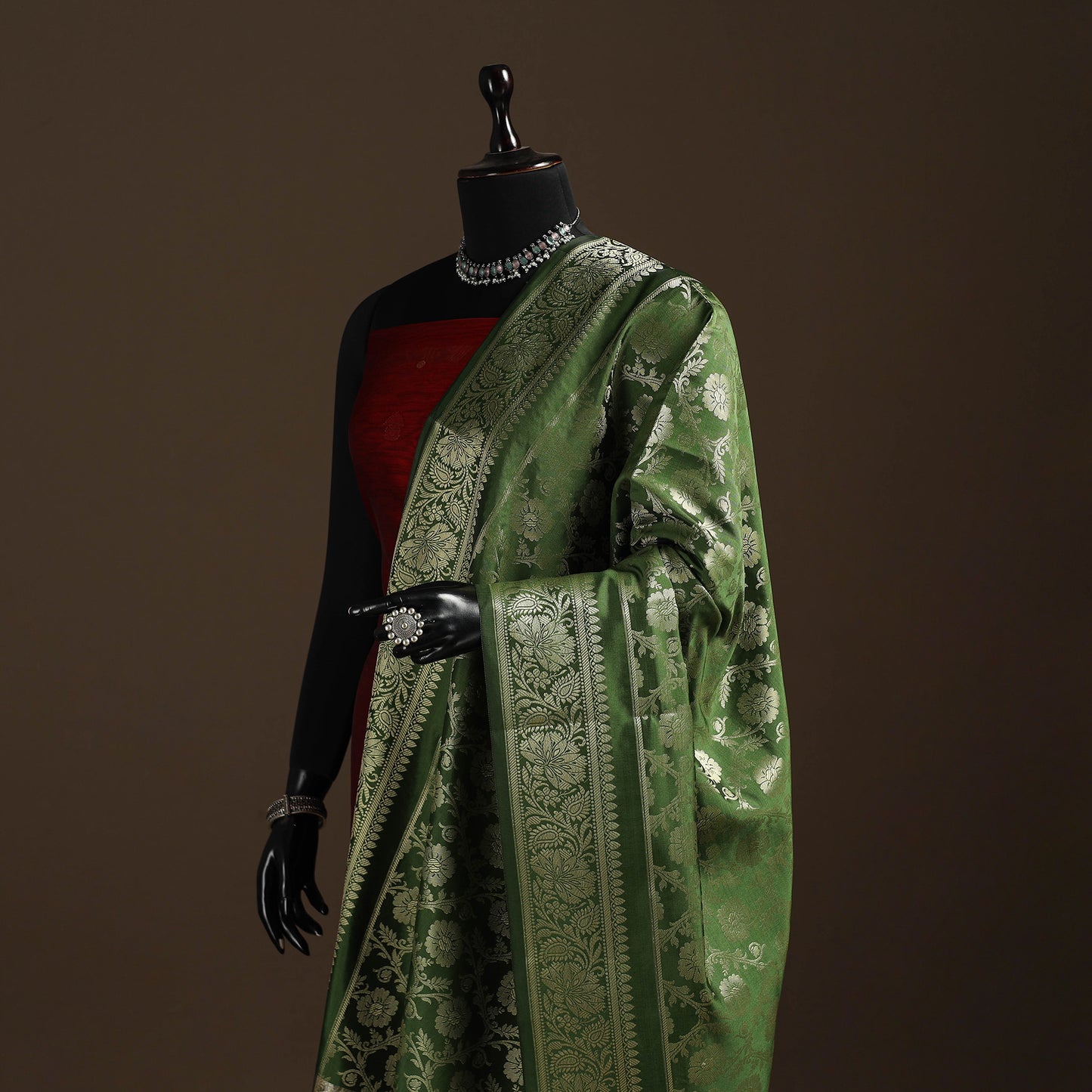 Zari Work Banarasi Silk Dupatta 11