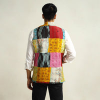 Multicolor - Kantha Embroidery Patchwork Silk Nehru Jacket 13