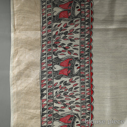 Multicolor - Traditional Madhubani Handpainted Tussar Silk Saree 07