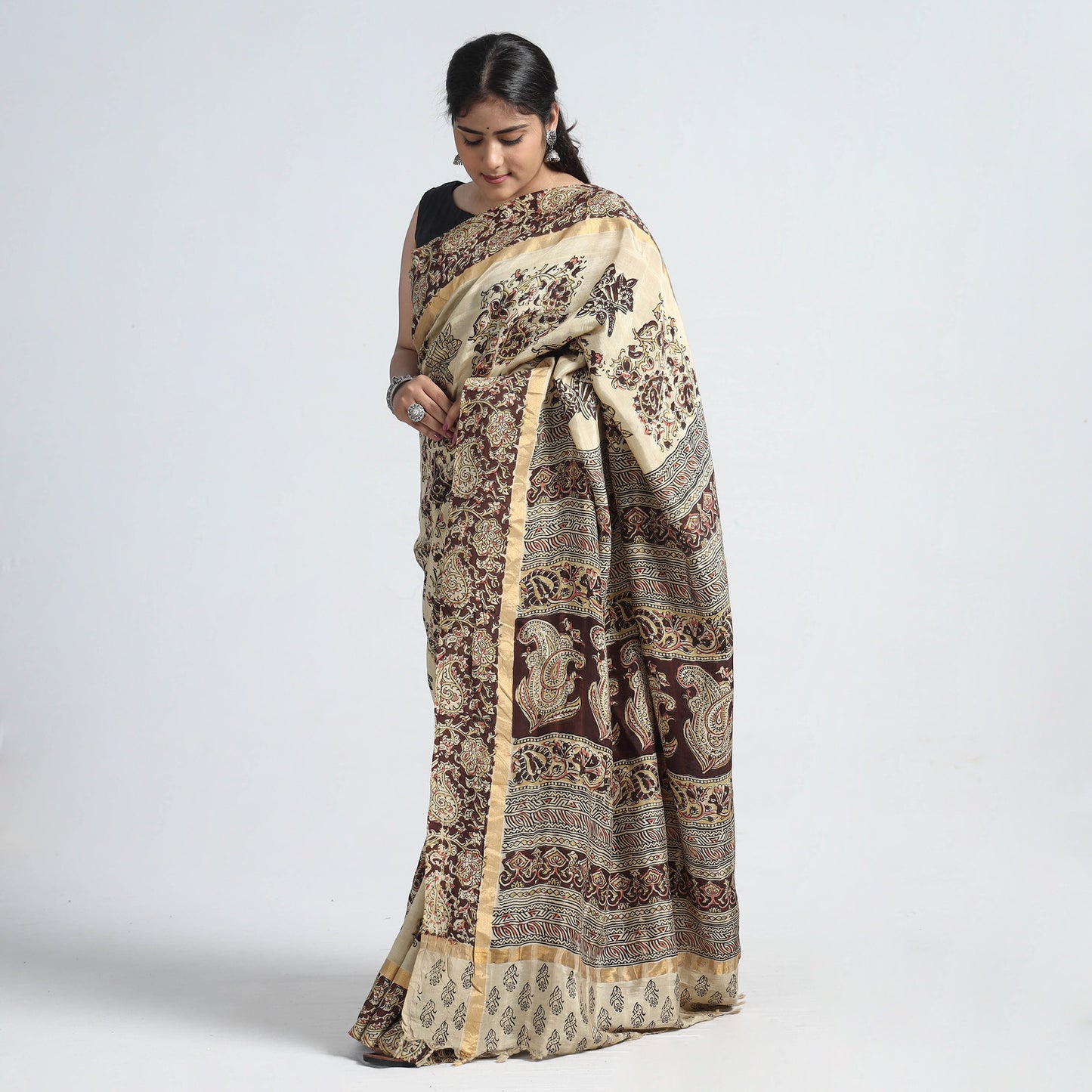 kalamkari printed cotton saree