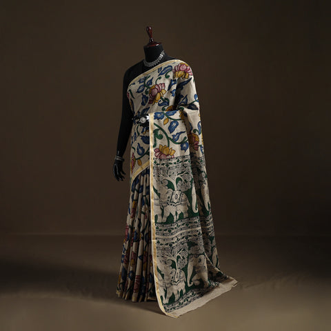 Kalamkari Printed Kota Doria Cotton Saree 03