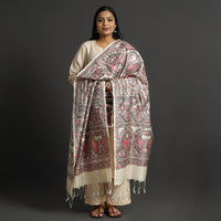 Multicolor - Traditional Madhubani Handpainted Tussar Silk Handloom Dupatta with Tassels 19