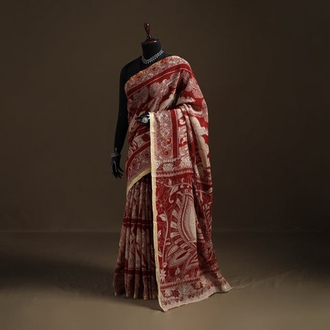 Kalamkari Printed Kota Doria Cotton Saree 04
