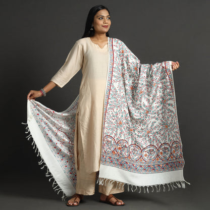 Multicolor - Traditional Madhubani Handpainted Silk Cotton Handloom Dupatta with Tassels 21