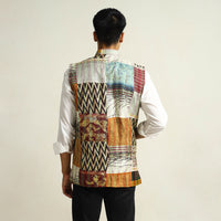 Multicolor - Kantha Embroidery Patchwork Silk Nehru Jacket 08