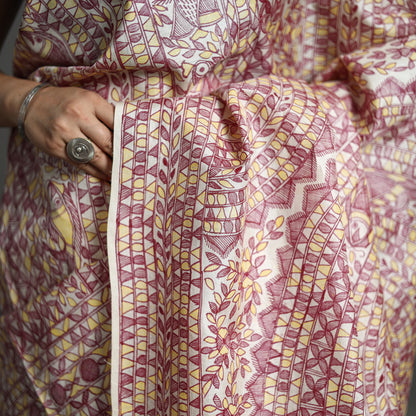 Multicolor - Traditional Madhubani Handpainted Tussar Silk Saree 11