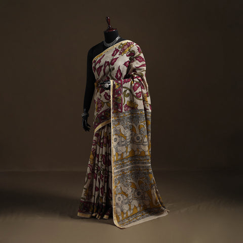 Kalamkari Printed Kota Doria Cotton Saree 09